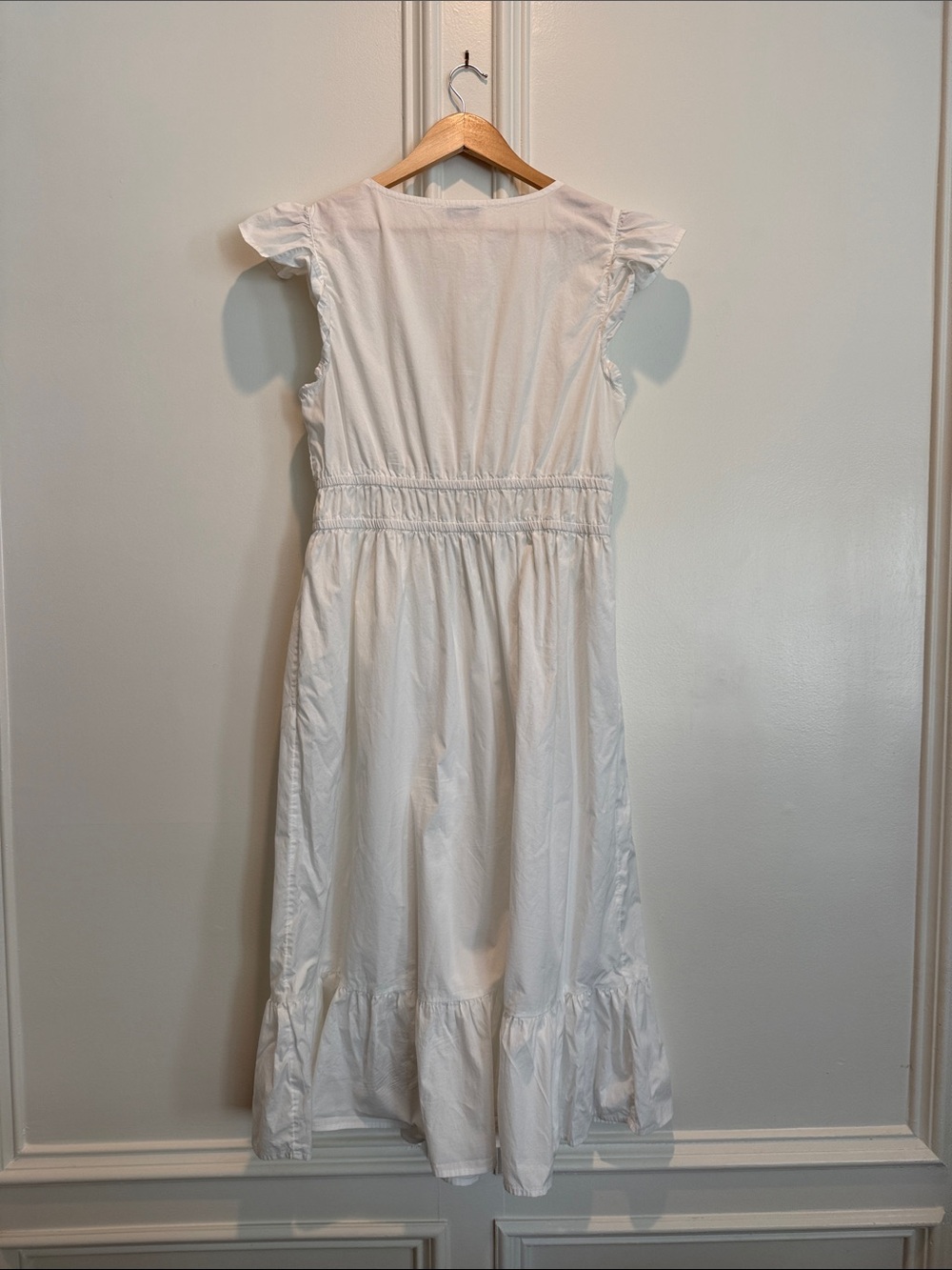 Vineyard Vines White V-Neck Ruffle Sleeve Midi Dress - Picture 3 of 3